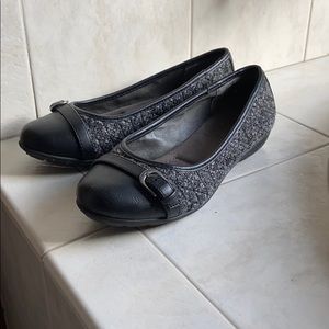 Cute black and gray flat ballet dress shoes